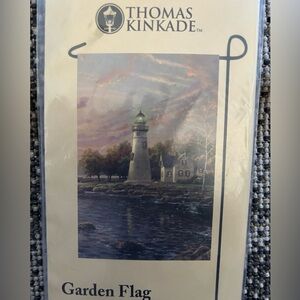 Outside inside garden flag Lighthouse Thomas Kinkade art 12x18